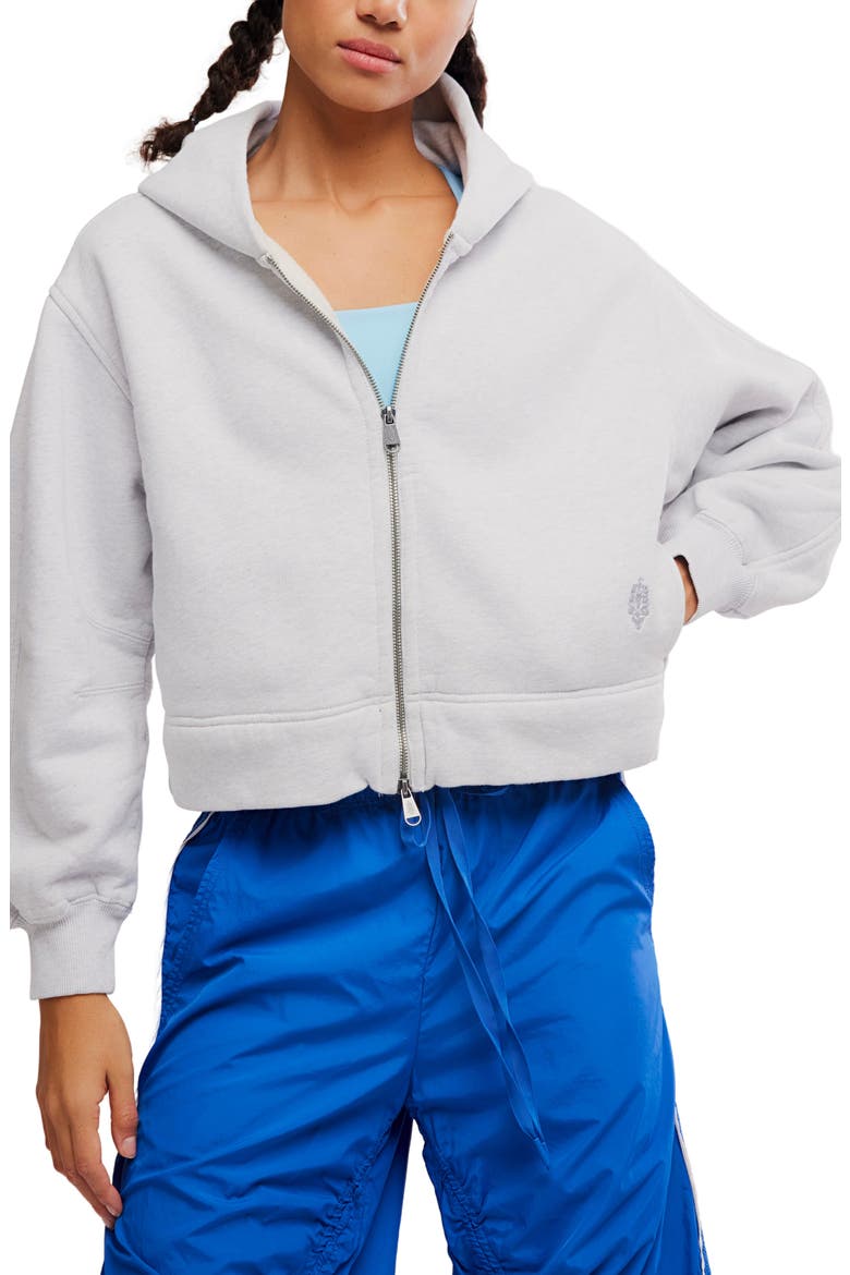 FP Movement A Cut Above Cotton Zip Hoodie, Main, color, WHITE HEATHER