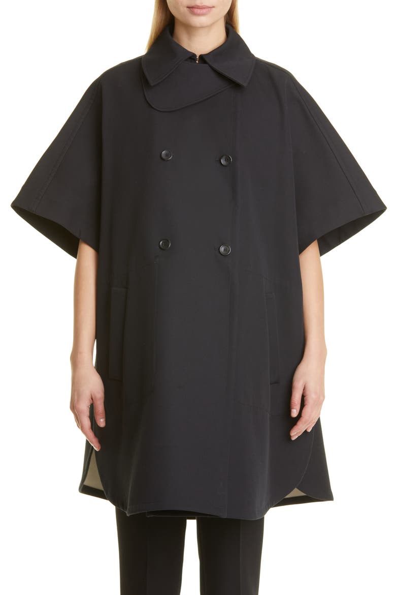 Women's Water Resistant Cotton Cape Coat, Main, color, 015 BLACK