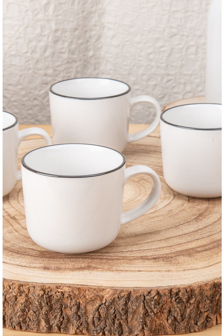 Set of 4 Silhouette Mugs, Alternate, color, WHITE W/ BLACK