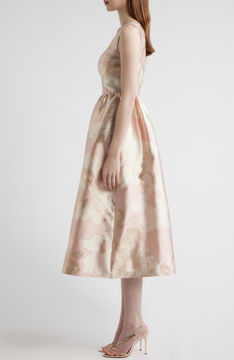 Anne Klein Metallic Floral Print Party Dress, Alternate, color, Blossom Multi