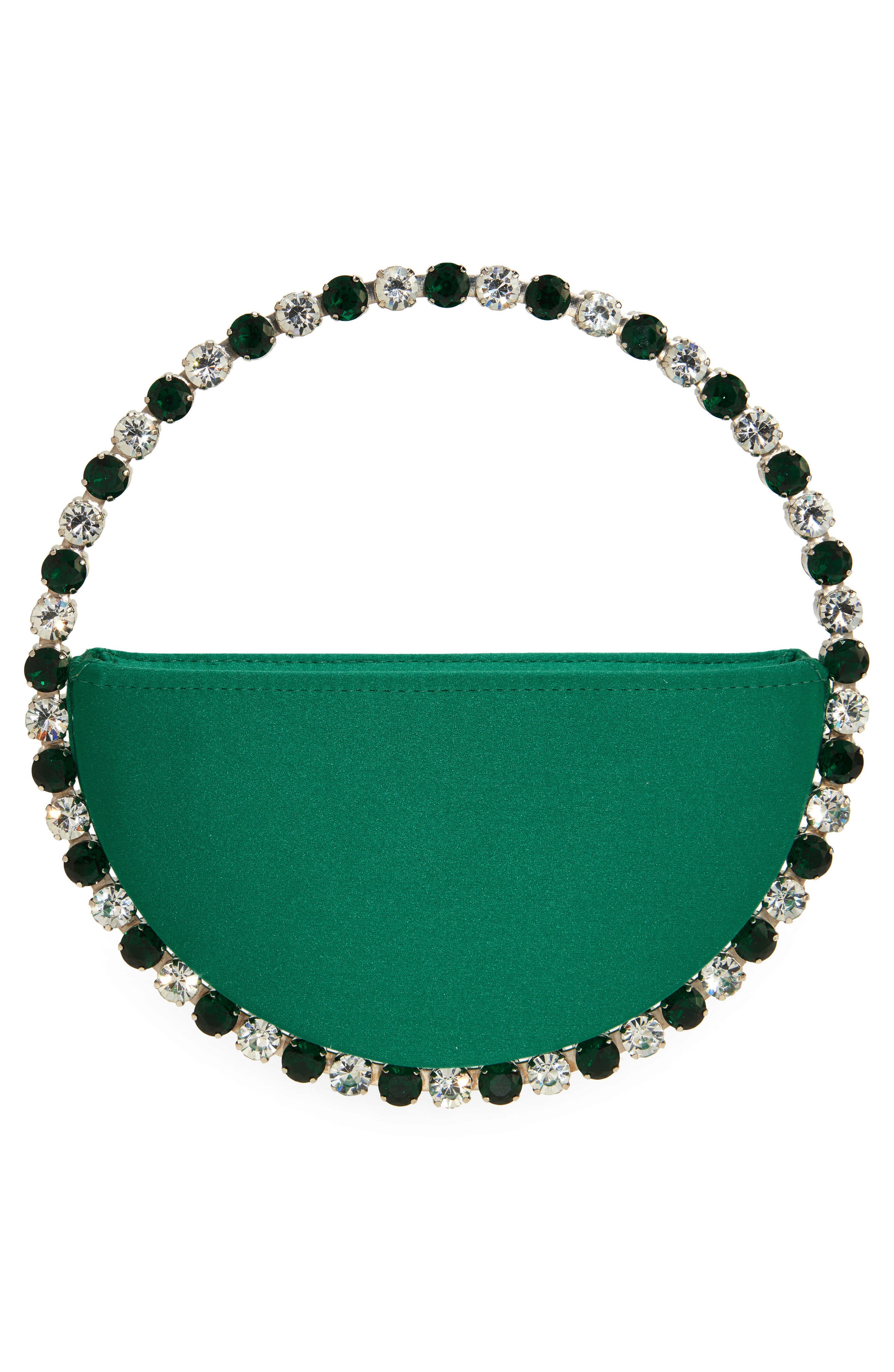 L’alingi Eternity Embellished Satin Clutch, Alternate, color, Emerald Green