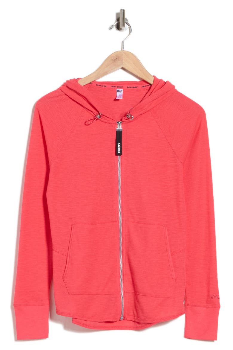 Slub Waffle Knit Zip Hoodie, Alternate, color, PUNCH