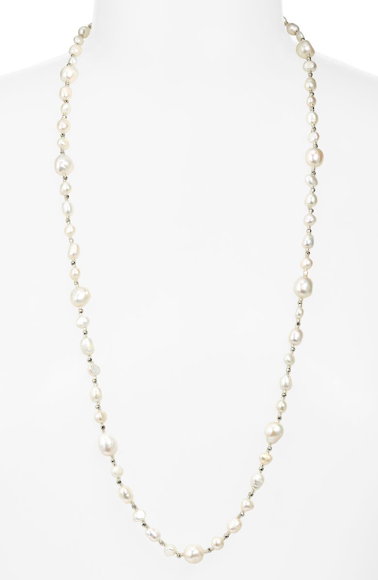 Kiara by Ki-ele Juliet Beaded Freshwater Pearl Necklace, Alternate, color, Gold/ White