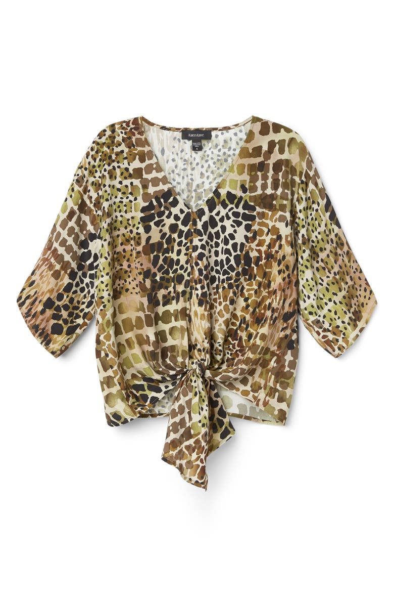 Karen Kane Animal Print Tie Front Top, Alternate, color, 