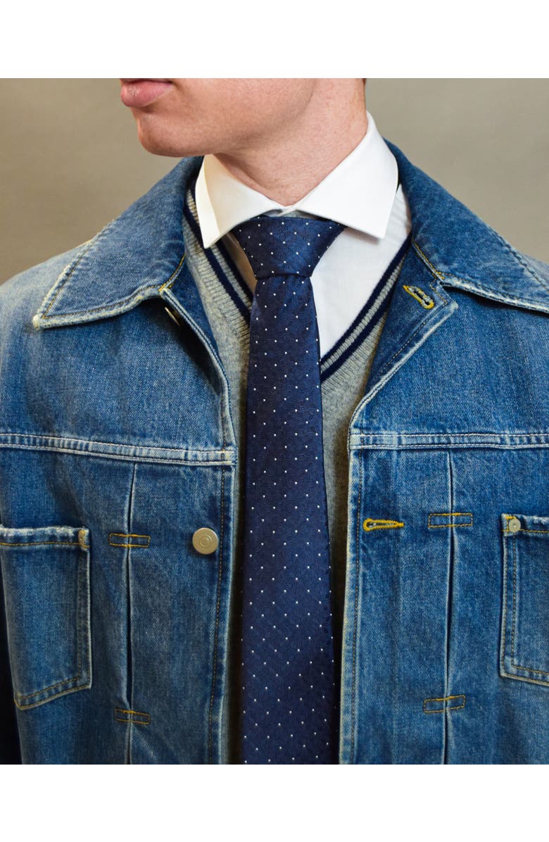 Knottery & Co Seigaiha Silk Jacquard Tie, Alternate, color, Navy