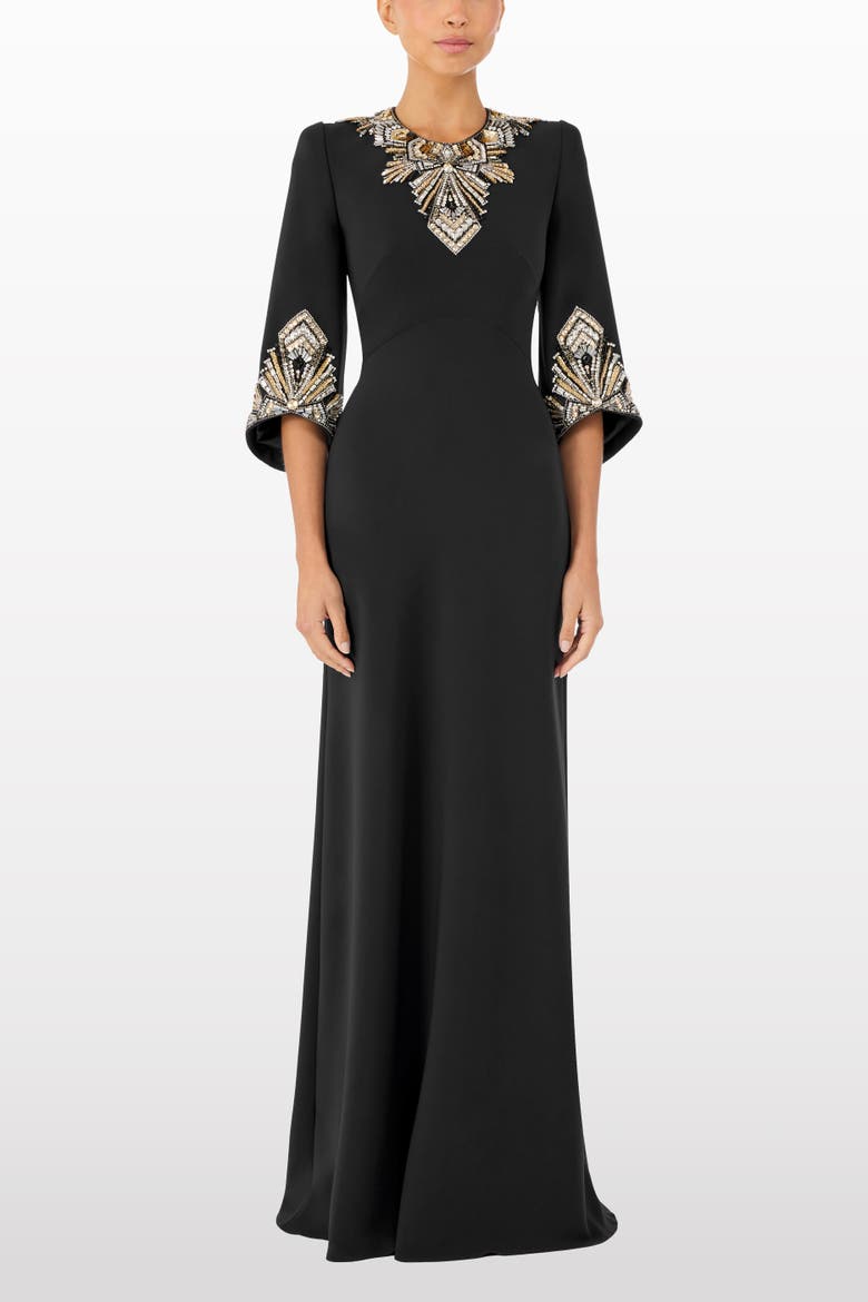 Ice Cascade Embellished Dress, Main, color, Liquorice
