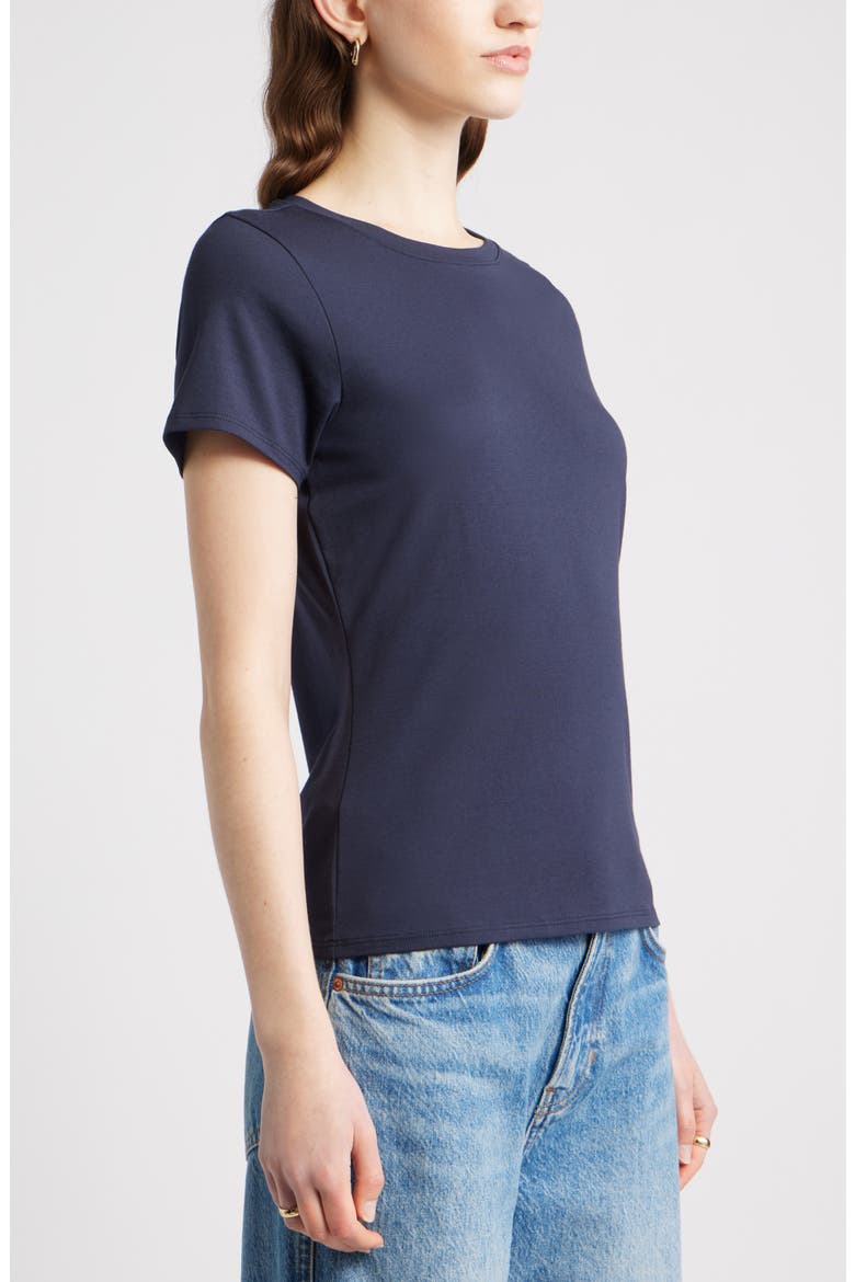 Pima Cotton Blend Crewneck T-Shirt, Alternate, color, NAVY NIGHT