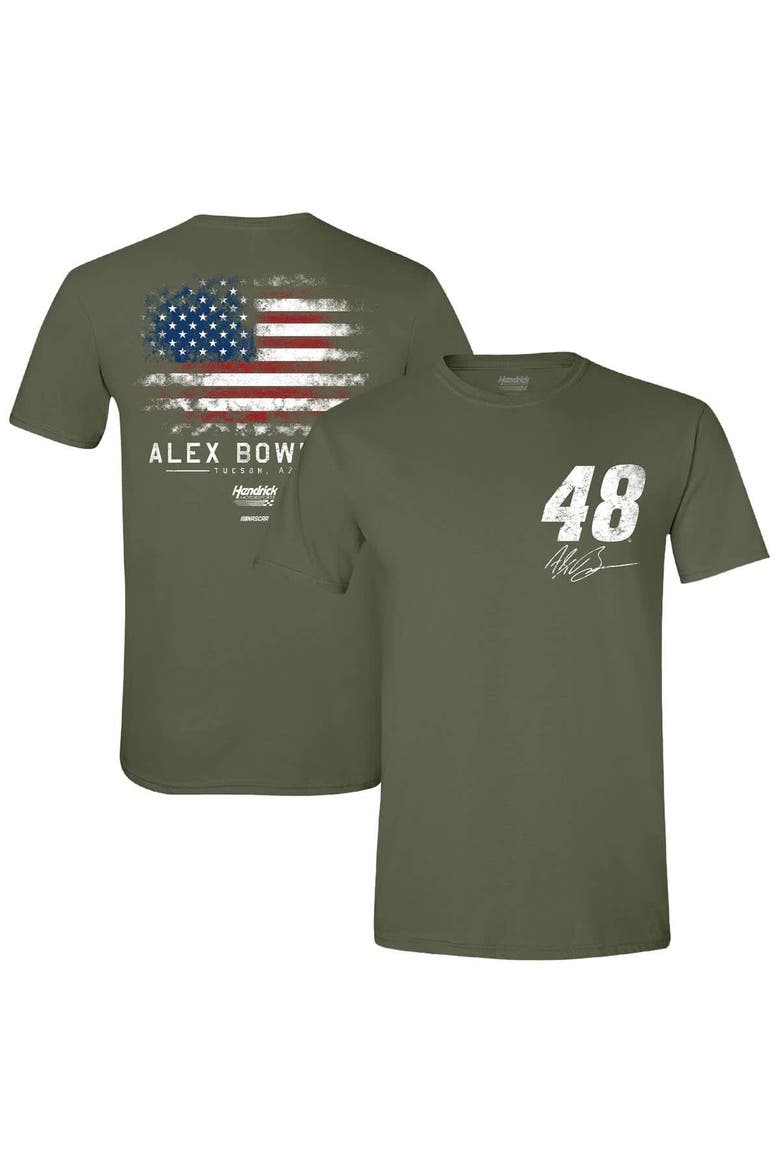 Men's Hendrick Motorsports Team Collection Green Alex Bowman Flag T-Shirt, Alternate, color, Green
