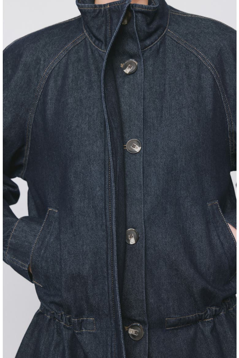 Gathered Waist Denim Parka, Alternate, color, OPEN BLUE
