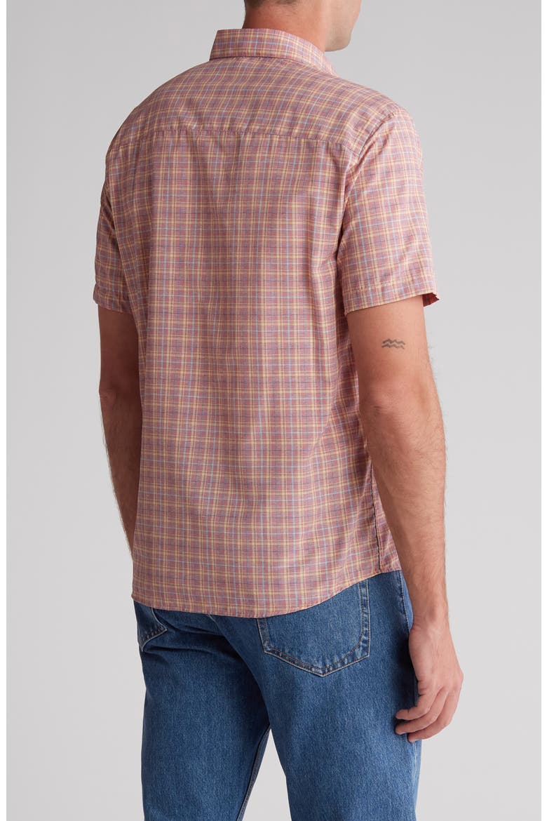 Bali Check Print Short Sleeve Shirt, Alternate, color, RED MULTI
