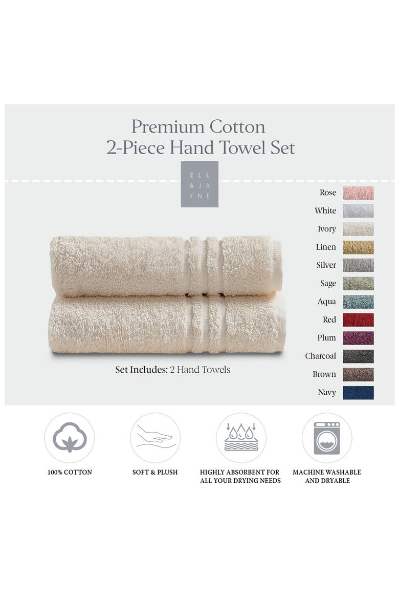 2-Pack Cotton Hand Towel Set, Alternate, color, IVORY