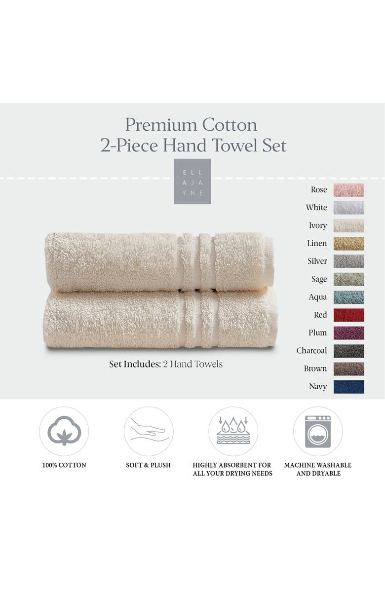 ELLA JAYNE HOME 2-Pack Cotton Hand Towel Set, Alternate, color, Ivory