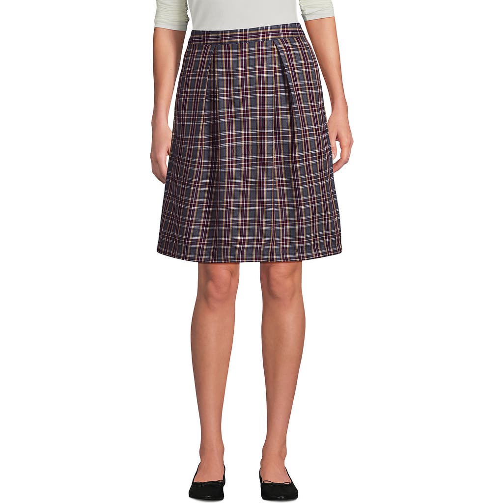 Lands' End Top Of Knee Plaid Skort In Multi