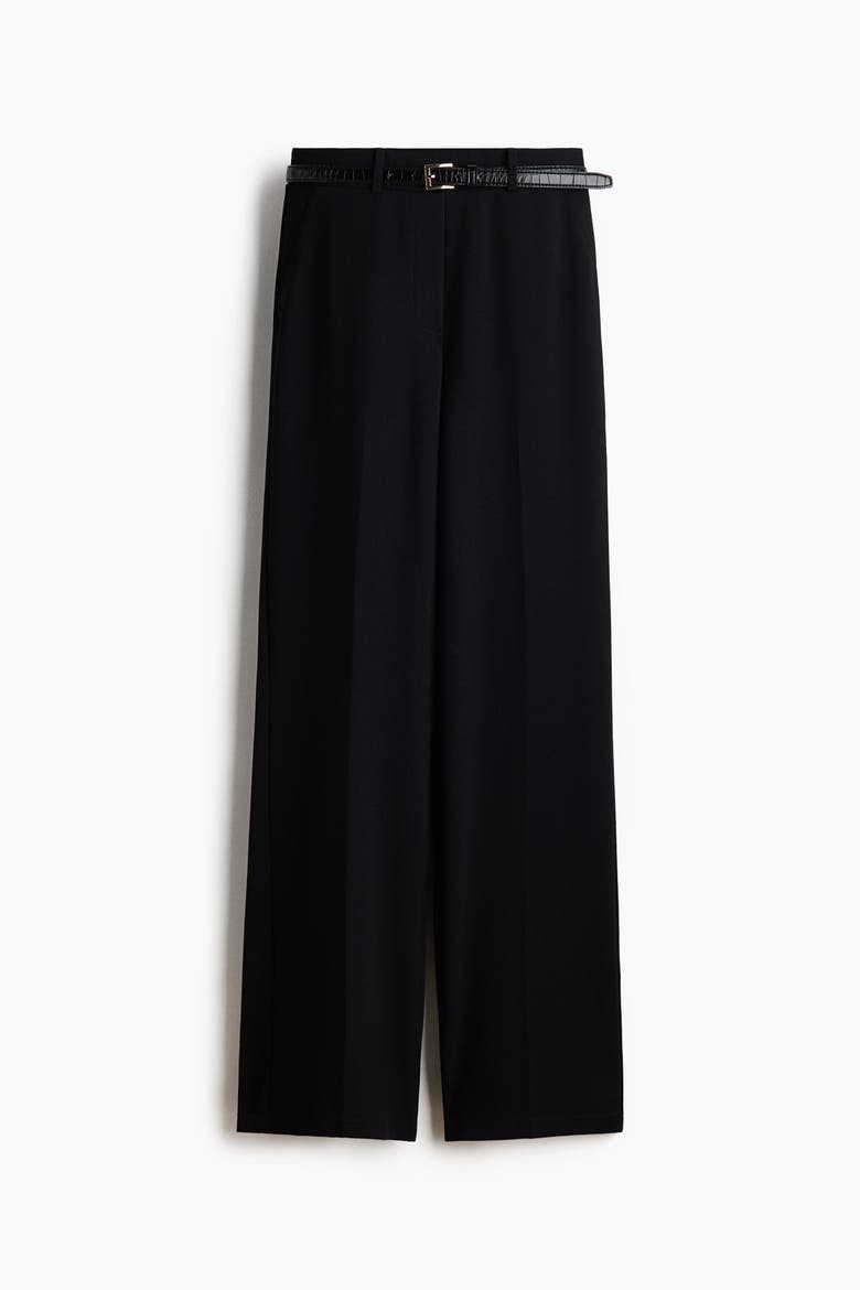 Straight-leg Pants With Belt, Alternate, color, Black