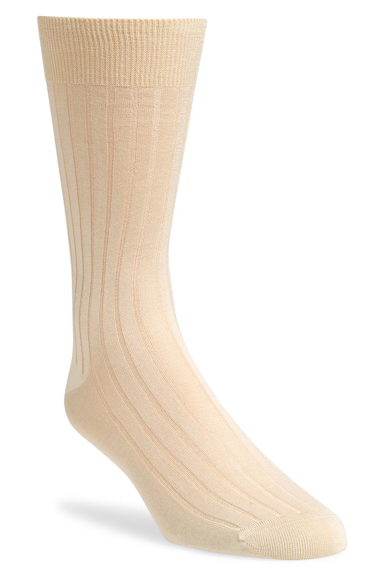Cotton Rib Dress Socks, Main, color, NATURAL