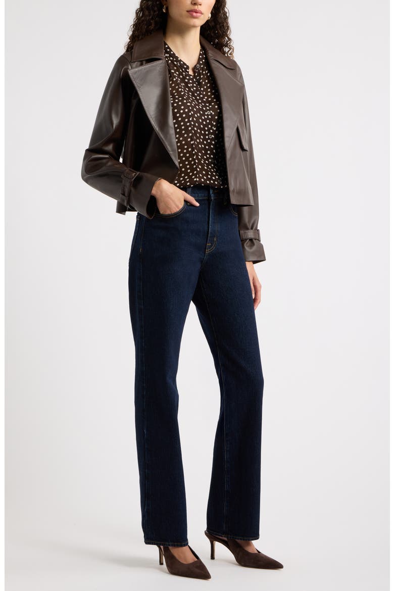 Shirred Chiffon Shirt, Alternate, color, BROWN M-IVORY QUYNH DOT
