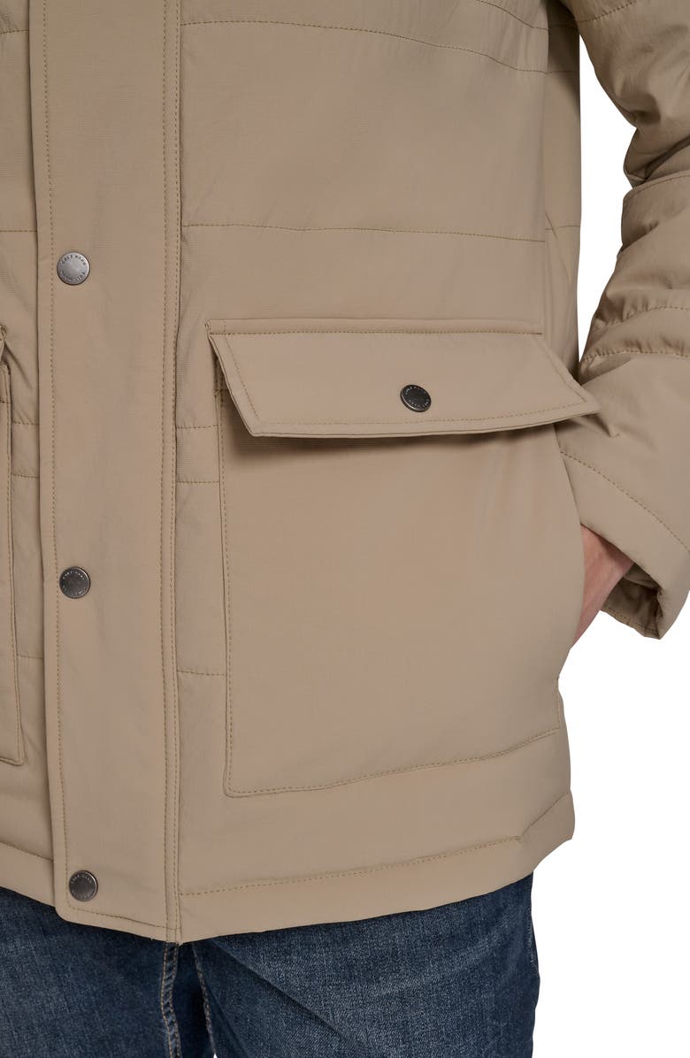 Cole Haan Signature Stretch Crinkle Quilted Jacket, Alternate, color, Khaki