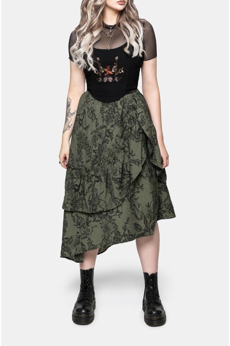 Orla Foxglove Potion Ruffle Midi Skirt, Alternate, color, Green