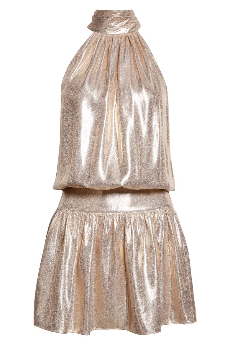 Alexi Metallic Minidress, Alternate, color, GOLD