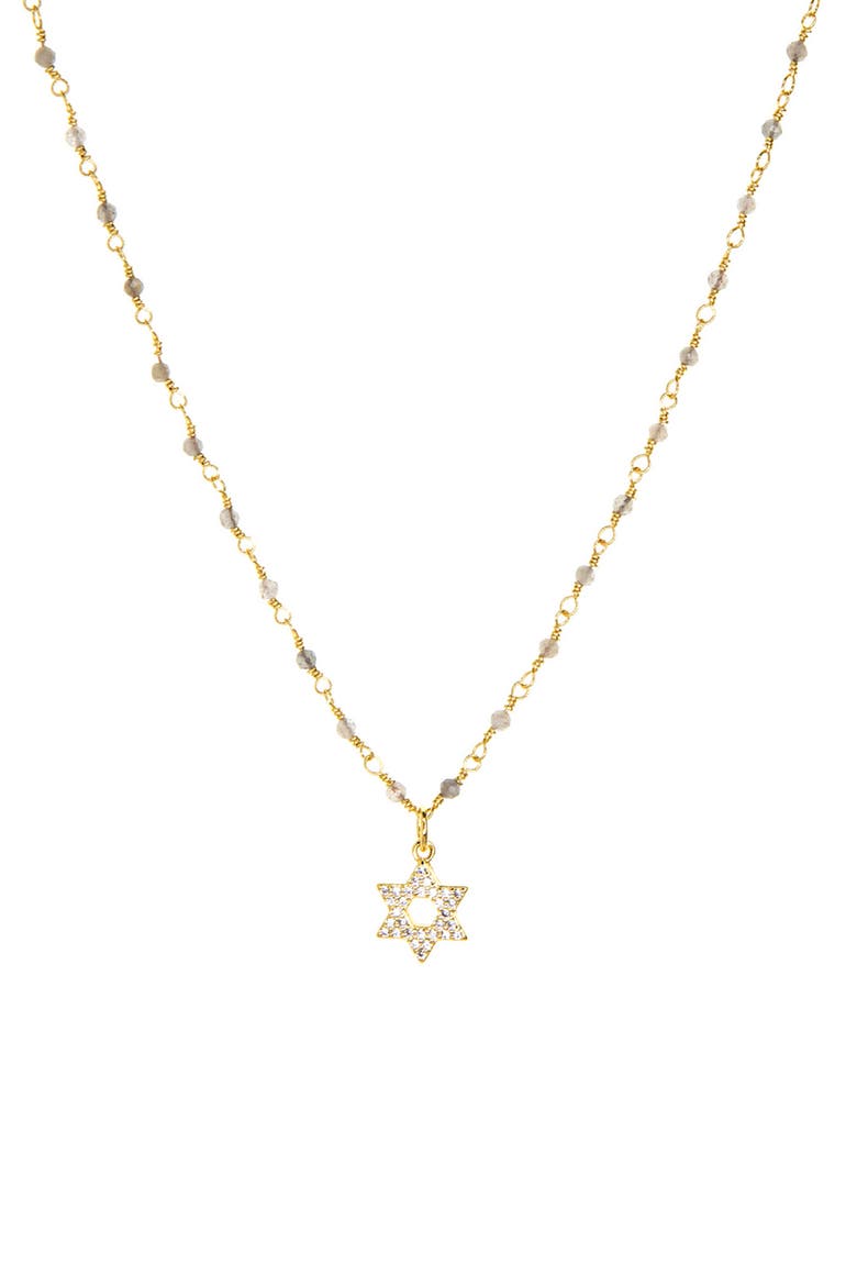 Star of David Pavé Pendant Necklace, Main, color, GOLD LABRADORITE