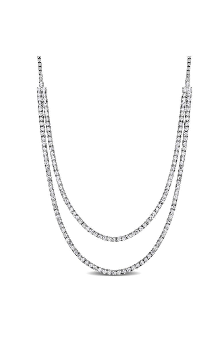8 7/8ct. t.w. Lab-Grown Diamond Double Strand Necklace 14k, Main, color, White Gold