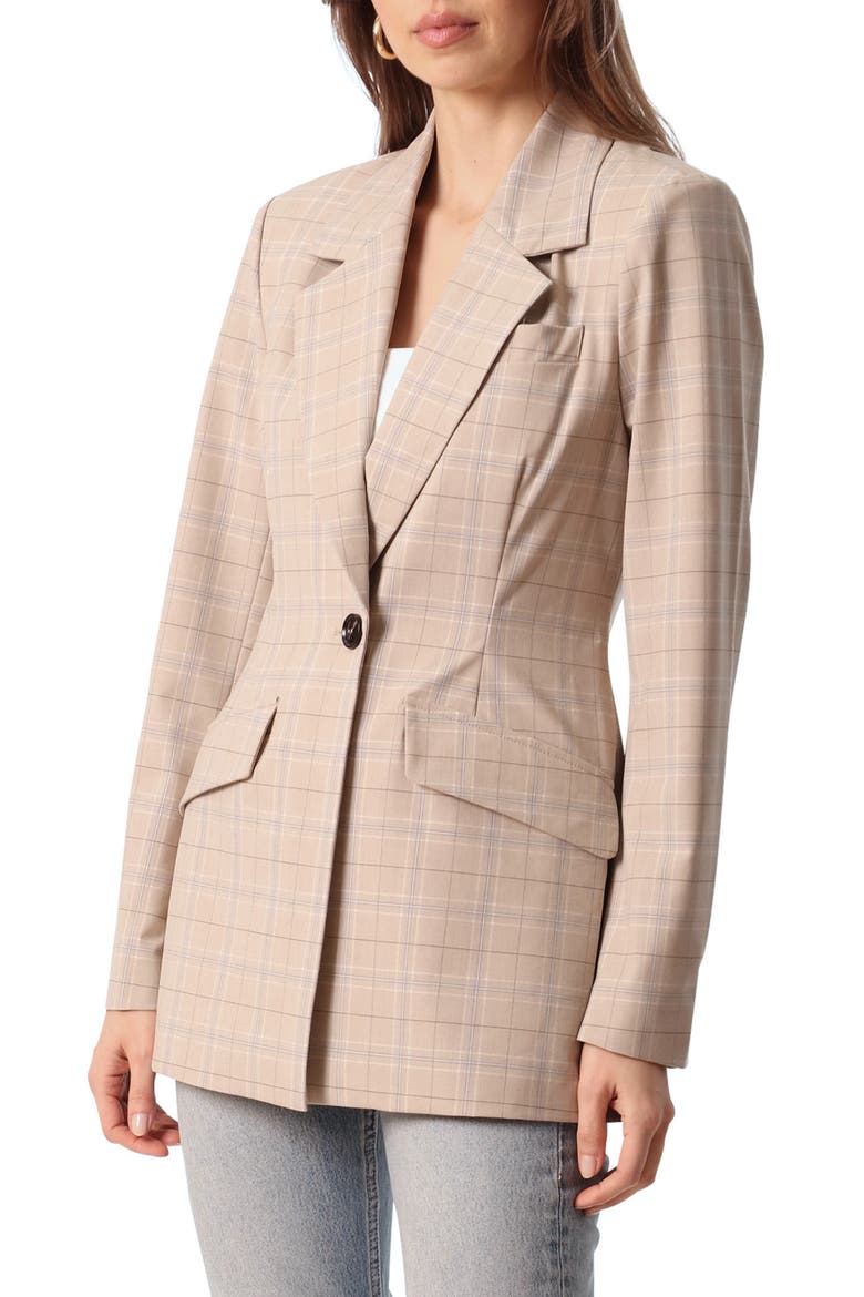 Plaid Fitted Blazer, Alternate, color, BEIGE PLAID