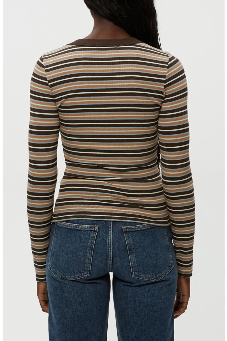 Zola Stripe Long Sleeve Rib T-Shirt, Alternate, color, NEUTRAL STRIPE