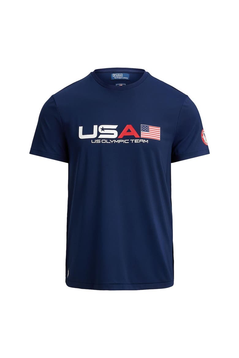Men's Polo Ralph Lauren Team USA Stretch Jersey T-Shirt, Main, color, Navy