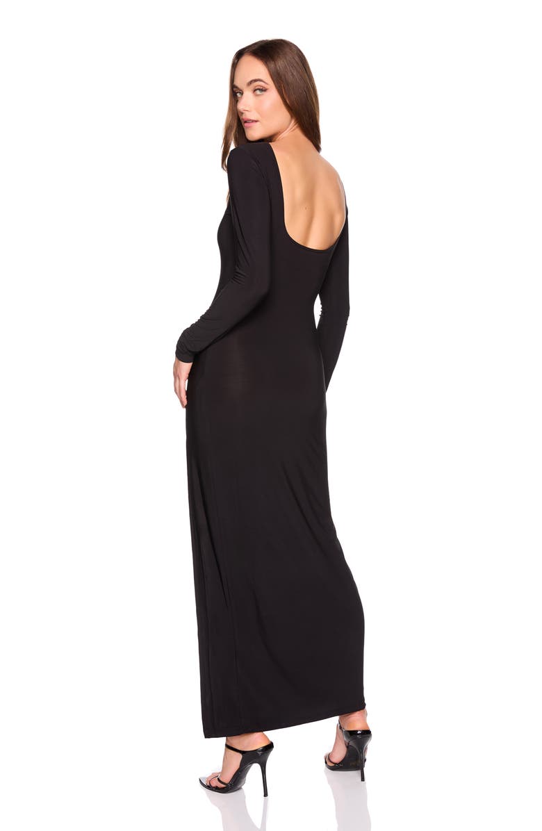 Susana Monaco Long Sleeve Side Slit Maxi Dress, Alternate, color, Black