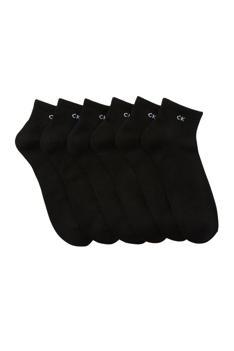 Basic Sport Quarter Crew Socks - Pack of 6, Main, color, BLACK