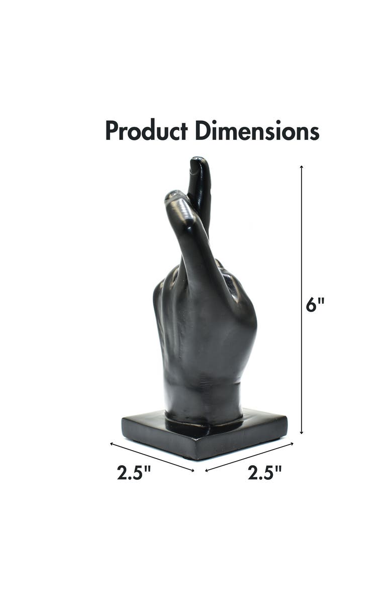 Fingers Crossed Sculpture, Alternate, color, BLACK