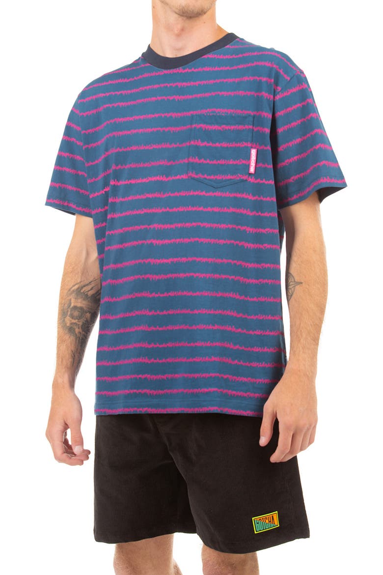 EKG Stripe Cotton Pocket T-Shirt, Main, color, BLUE ASHES