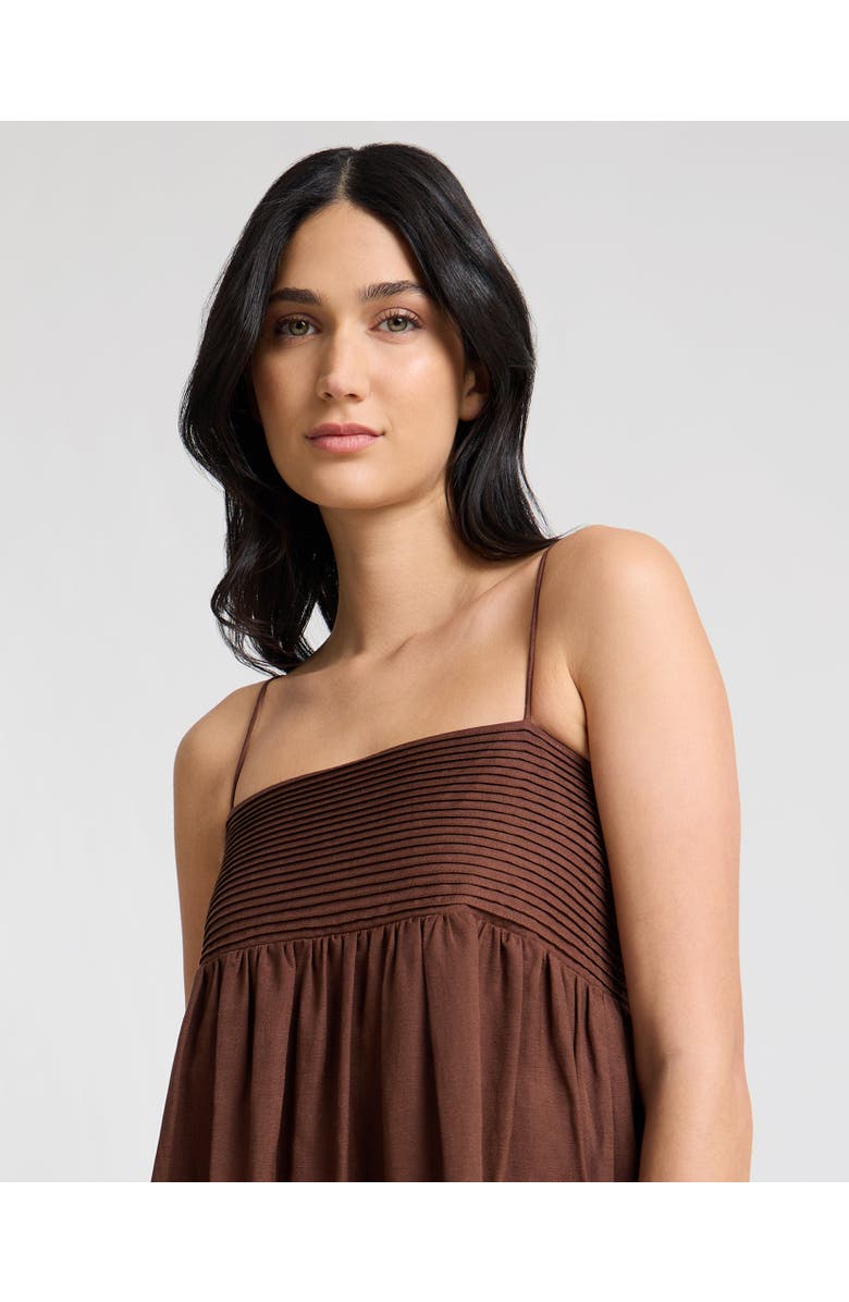 Onia A-Line Pintuck Midi Dress, Alternate, color, Brown