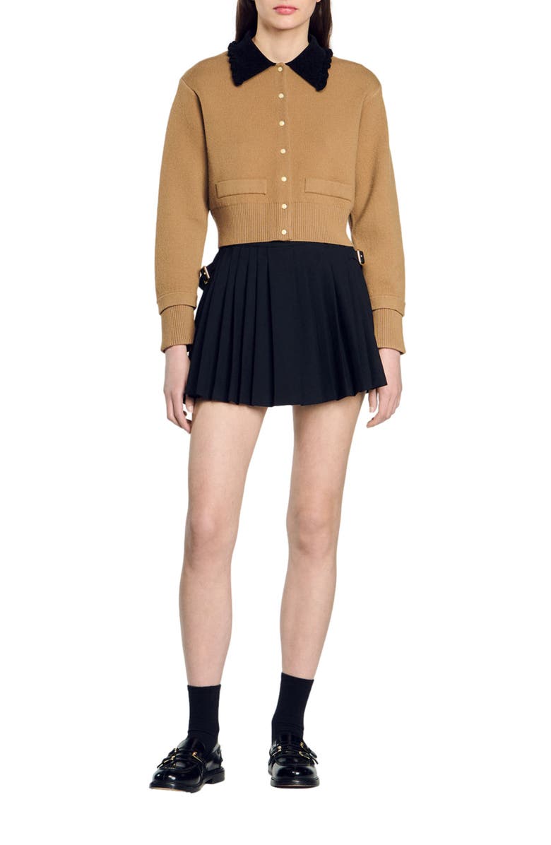 SANDRO Cropped coatigan, Main, color, 