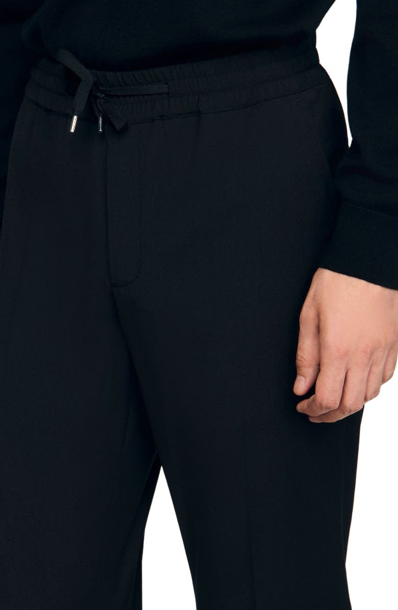 SANDRO Elasticated straight-leg trousers, Alternate, color, Black
