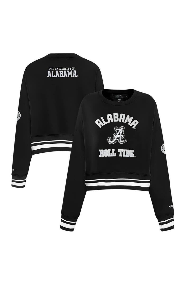 PRO STANDARD Women's Pro Standard Black Alabama Crimson Tide Pearl Cropped Pullover Sweatshirt, Main, color, Black