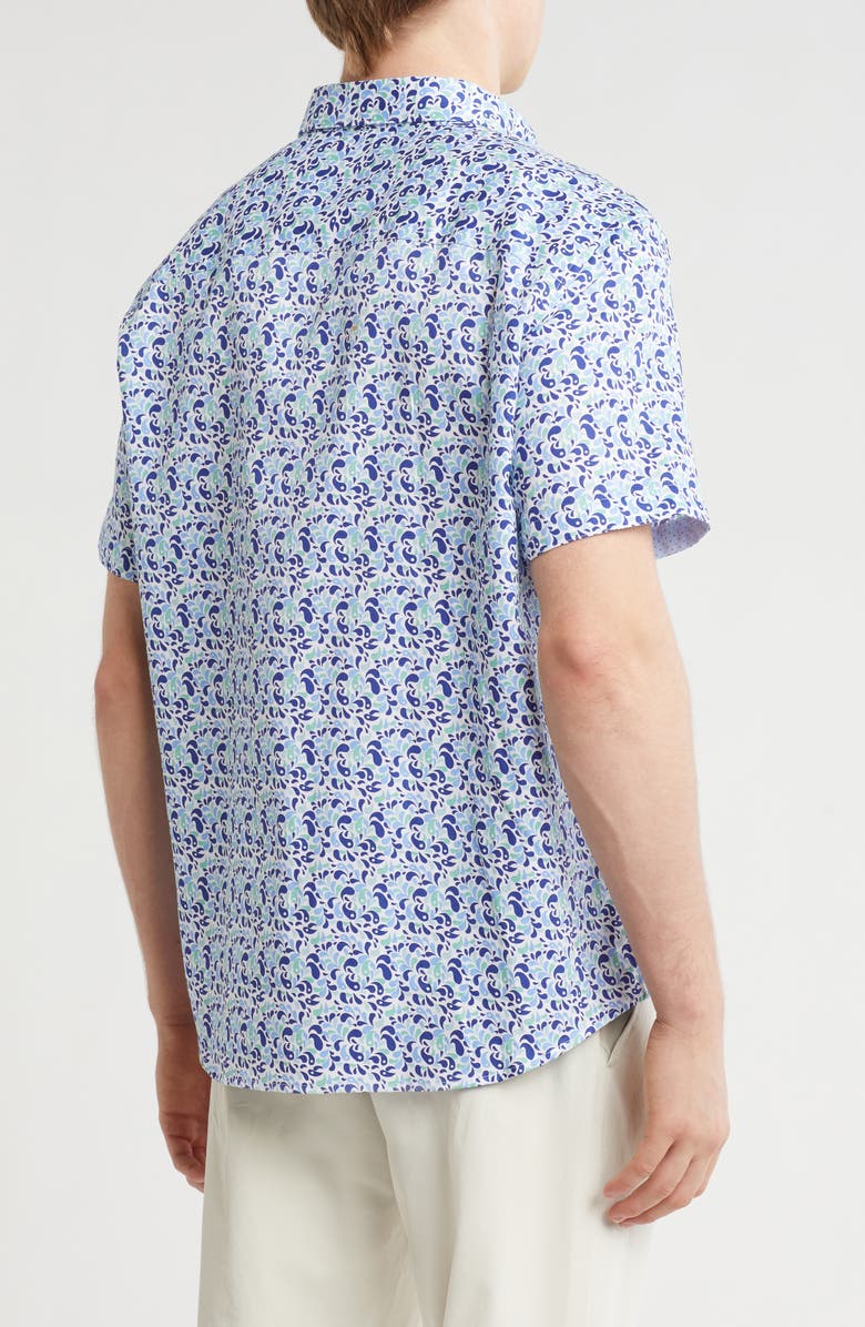 Johnston & Murphy Textured Short Sleeve Cotton Button-Down Shirt, Alternate, color,