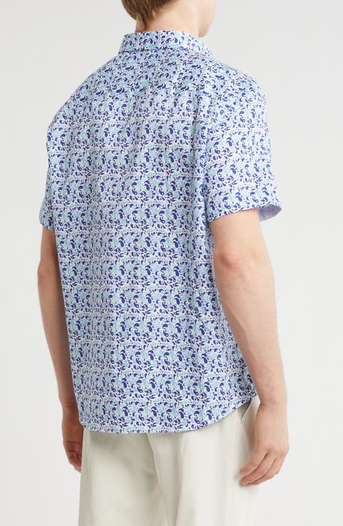 Johnston & Murphy Textured Short Sleeve Cotton Button-down Shirt