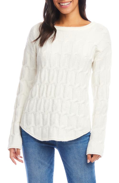 Karen Kane Cable Knit Shirttail Sweater In Ivory