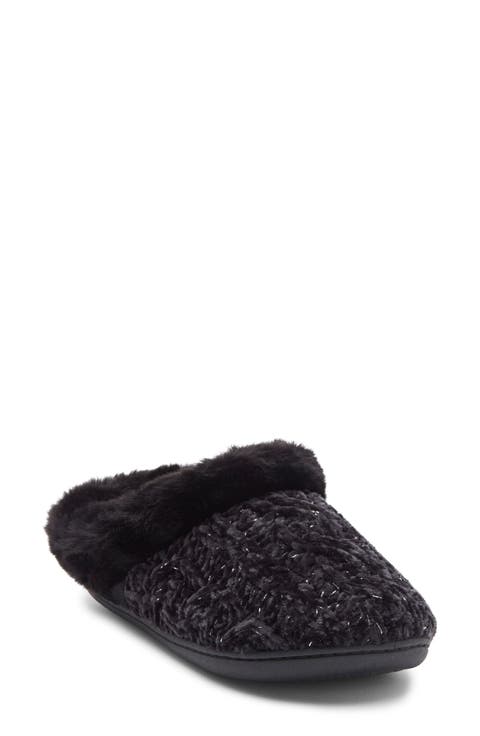 Chenille witj Faux Fur Collar Clog Slipper (Women)