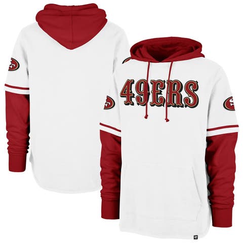 Men's '47 White San Francisco 49ers Trifecta Shortstop Pullover Hoodie