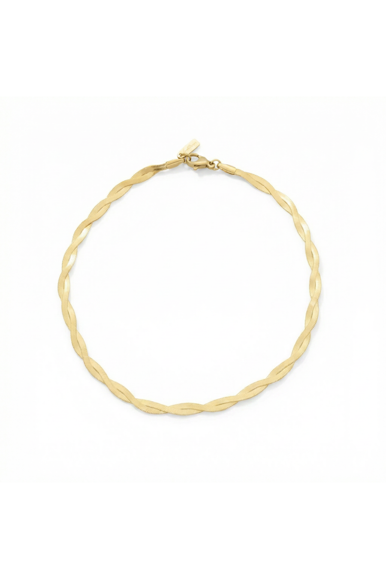 Amina Anklet 18k Gold Plated 10" 6mm Total Width Herringbone Chain, Main, color, 18k Yellow Gold