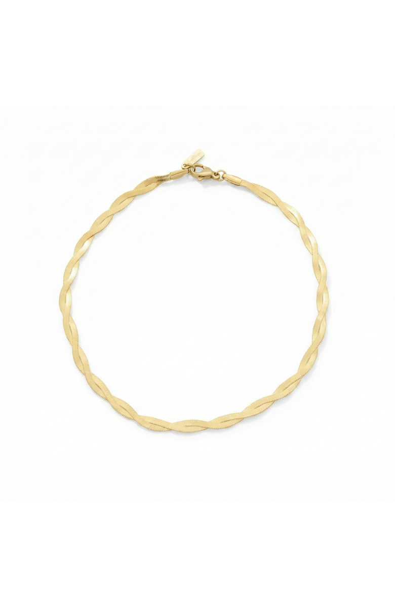 Bliss Diamond Amina Anklet 18k Gold Plated 10" 6mm Total Width Herringbone Chain, Main, color, 18K Yellow Gold