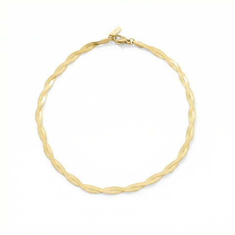 Amina Anklet 18k Gold Plated 10" 6mm Total Width Herringbone Chain