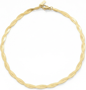 Bliss Diamond Amina Anklet 18k Gold Plated 10" 6mm Total Width Herringbone Chain