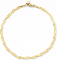 Bliss Diamond Amina Anklet 18k Gold Plated 10" 6mm Total Width Herringbone Chain