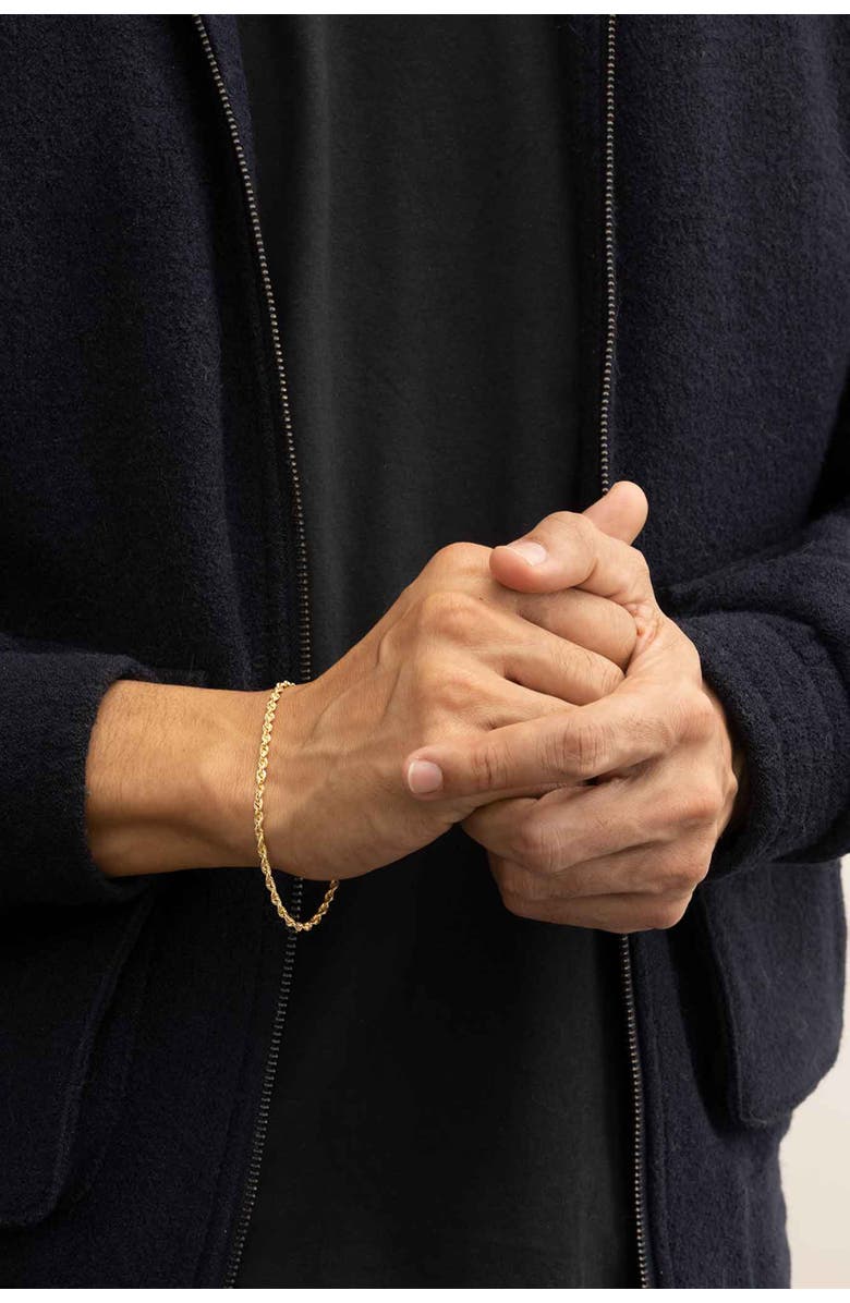 Oradina Men's Titan Rope Chain Bracelet in 10K Gold, Alternate, color, Yellow Gold