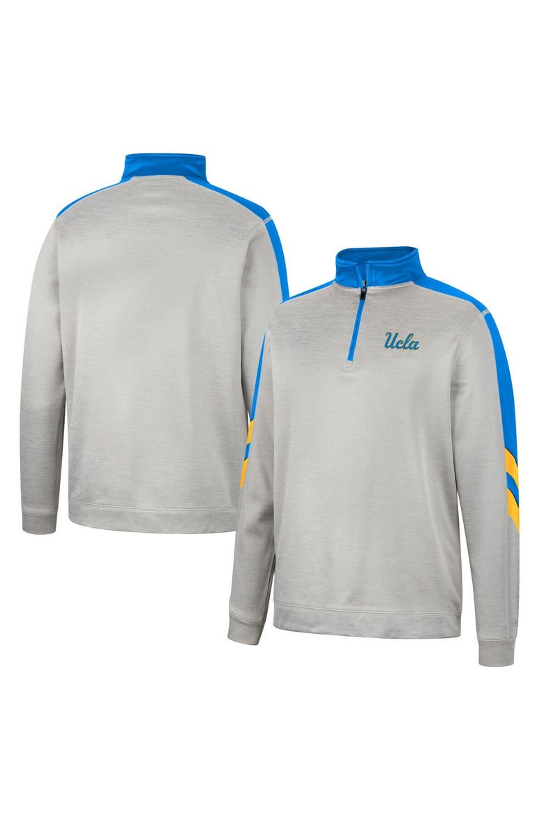 COLOSSEUM Men's Colosseum Gray/Blue UCLA Bruins Bushwood Fleece Quarter-Zip Jacket, Main, color, 