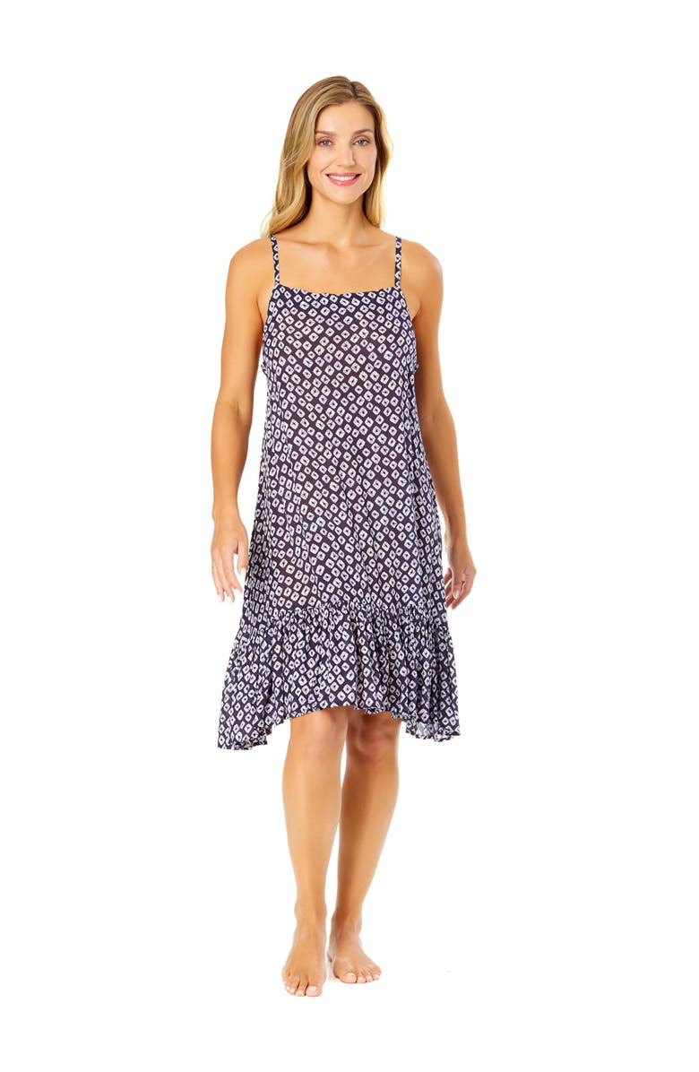 Anne Cole Women's Shibori Geo Meadow Bouquet A Line Dress Swimsuit Cover Up, Alternate, color, Shibori Geo Blue