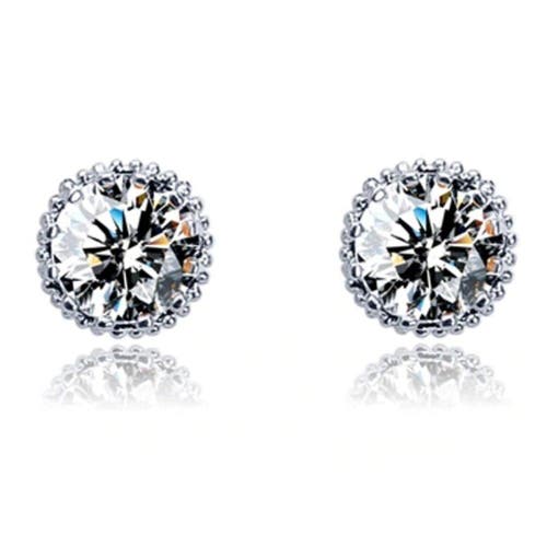 Hollywood Sensation One Carat Cubic Zirconia Stud Earrings In Silver